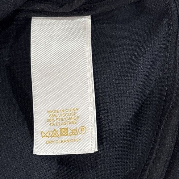 Kate Spade Black Ponte Knit Top 00 Long Sleeve Scallop Hem Zip Back Minimalist - Picture 7 of 12